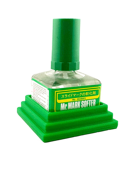 Anti-Tip 3D Printed Mr Hobby 45mm square bottle Cement Glue Weathering Bottle Holder with Rubber Feet