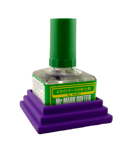 Anti-Tip 3D Printed Mr Hobby 45mm square bottle Cement Glue Weathering Bottle Holder with Rubber Feet
