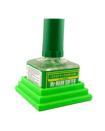 Anti-Tip 3D Printed Mr Hobby 45mm square bottle Cement Glue Weathering Bottle Holder with Rubber Feet