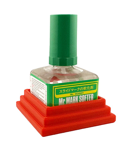 Anti-Tip 3D Printed Mr Hobby 45mm square bottle Cement Glue Weathering Bottle Holder with Rubber Feet