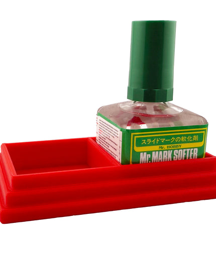 Anti-Tip 3D Printed Mr Hobby 45mm square bottles Cement Glue Weathering Dual Bottle Holder with Rubber Feet