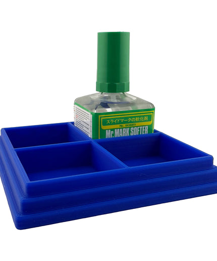 Anti-Tip 3D Printed Mr Hobby Cement Glue Weathering Quad Bottle Holder with Rubber Feet