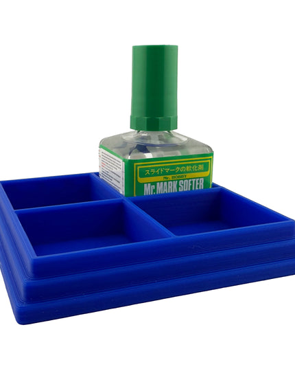 Anti-Tip 3D Printed Mr Hobby Cement Glue Weathering Quad Bottle Holder with Rubber Feet