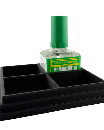 Anti-Tip 3D Printed Mr Hobby Cement Glue Weathering Quad Bottle Holder with Rubber Feet