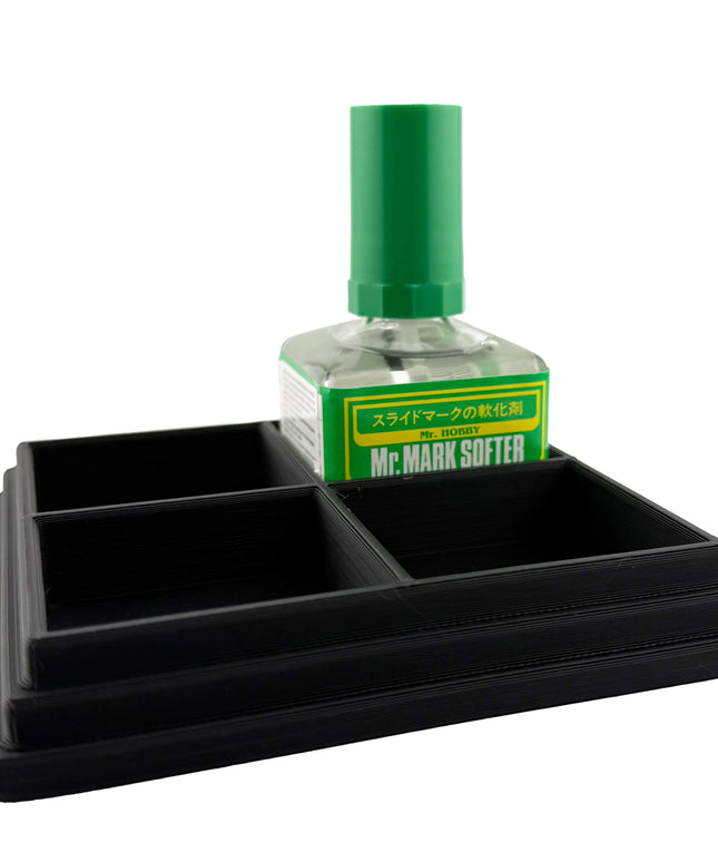 Anti-Tip 3D Printed Mr Hobby Cement Glue Weathering Quad Bottle Holder with Rubber Feet