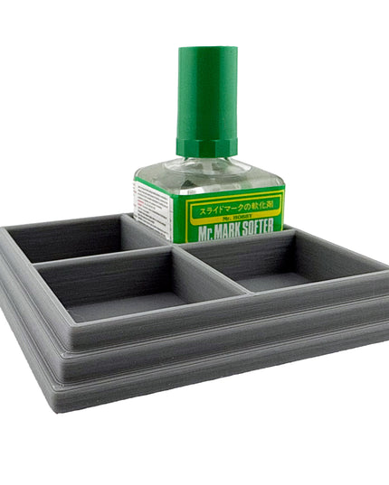 Anti-Tip 3D Printed Mr Hobby Cement Glue Weathering Quad Bottle Holder with Rubber Feet
