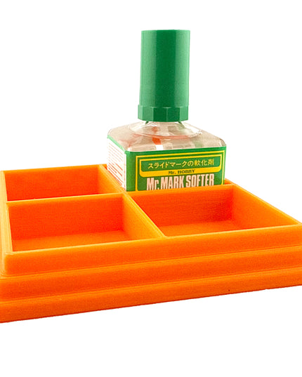 Anti-Tip 3D Printed Mr Hobby Cement Glue Weathering Quad Bottle Holder with Rubber Feet