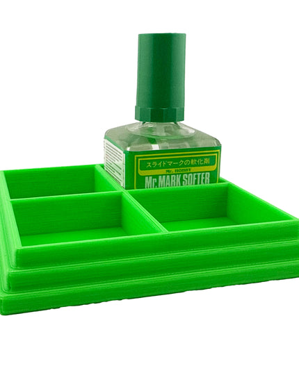 Anti-Tip 3D Printed Mr Hobby Cement Glue Weathering Quad Bottle Holder with Rubber Feet
