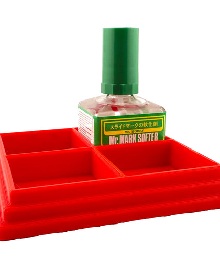 Anti-Tip 3D Printed Mr Hobby Cement Glue Weathering Quad Bottle Holder with Rubber Feet