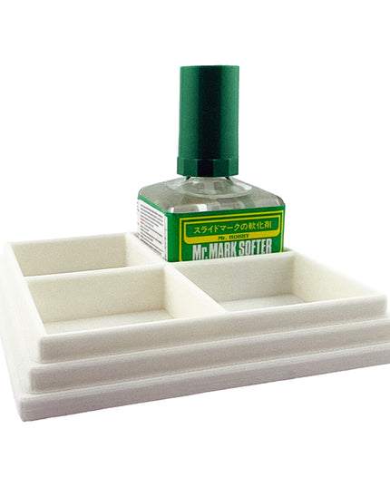 Anti-Tip 3D Printed Mr Hobby Cement Glue Weathering Quad Bottle Holder with Rubber Feet