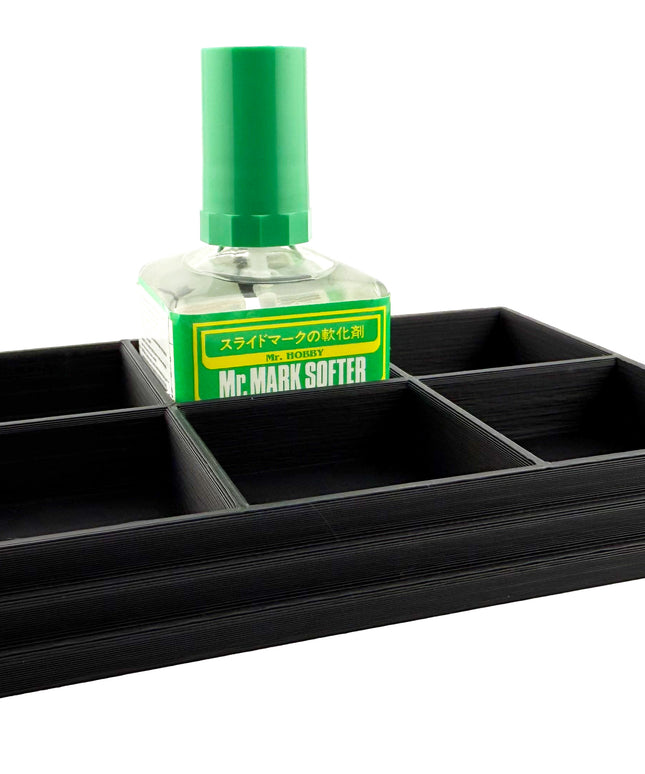 Anti-Tip 3D Printed Mr Hobby Cement Glue Weathering 6 Bottle Holder with Rubber Feet