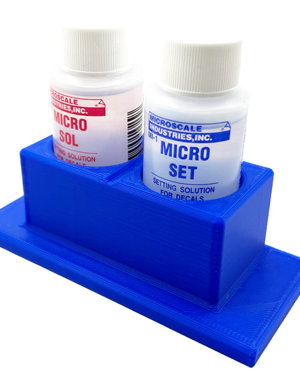 Micro Sol/Set Microscale Anti-Tip / Anti-Slip Bottle Set Holder for 1 oz Bottle Micro Series with Rubber Feet  & Brush Rest - 3D Printed