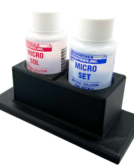Micro Sol/Set Microscale Anti-Tip / Anti-Slip Bottle Set Holder for 1 oz Bottle Micro Series with Rubber Feet  & Brush Rest - 3D Printed