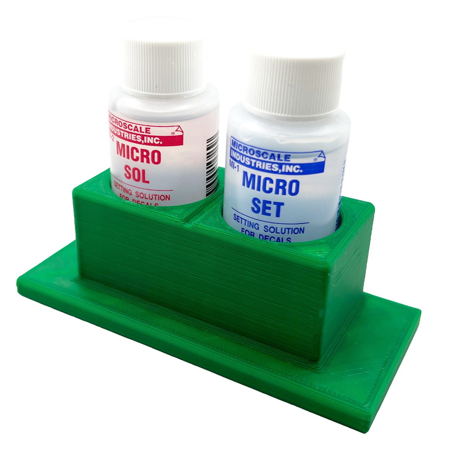 Micro Sol/Set Microscale Anti-Tip / Anti-Slip Bottle Set Holder for 1 oz Bottle Micro Series with Rubber Feet  & Brush Rest - 3D Printed