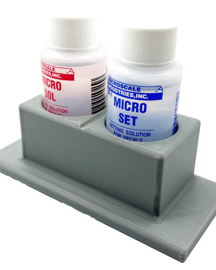 Micro Sol/Set Microscale Anti-Tip / Anti-Slip Bottle Set Holder for 1 oz Bottle Micro Series with Rubber Feet  & Brush Rest - 3D Printed