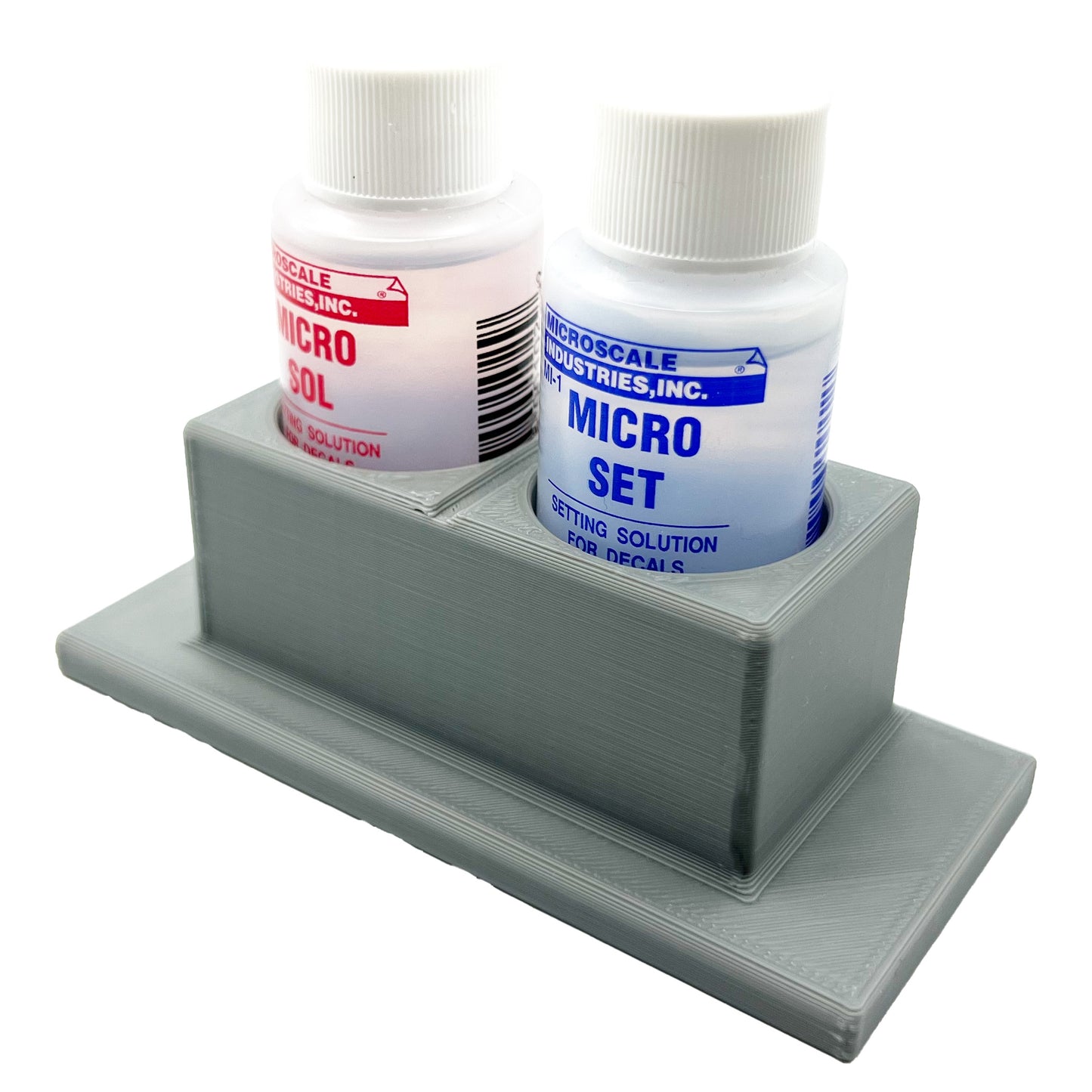 Micro Sol/Set Microscale Anti-Tip / Anti-Slip Bottle Set Holder for 1 oz Bottle Micro Series with Rubber Feet  & Brush Rest - 3D Printed