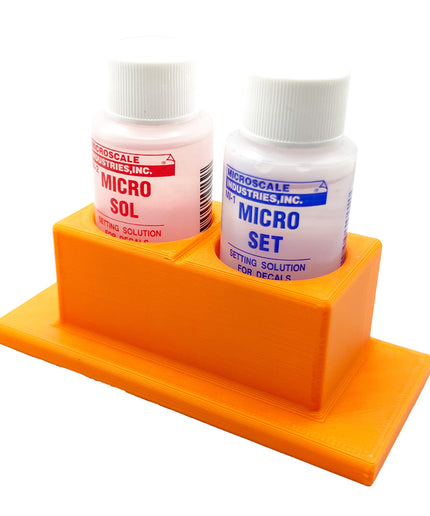 Micro Sol/Set Microscale Anti-Tip / Anti-Slip Bottle Set Holder for 1 oz Bottle Micro Series with Rubber Feet  & Brush Rest - 3D Printed