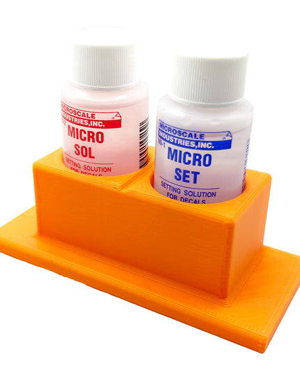 Micro Sol/Set Microscale Anti-Tip / Anti-Slip Bottle Set Holder for 1 oz Bottle Micro Series with Rubber Feet  & Brush Rest - 3D Printed