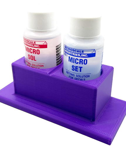 Micro Sol/Set Microscale Anti-Tip / Anti-Slip Bottle Set Holder for 1 oz Bottle Micro Series with Rubber Feet  & Brush Rest - 3D Printed