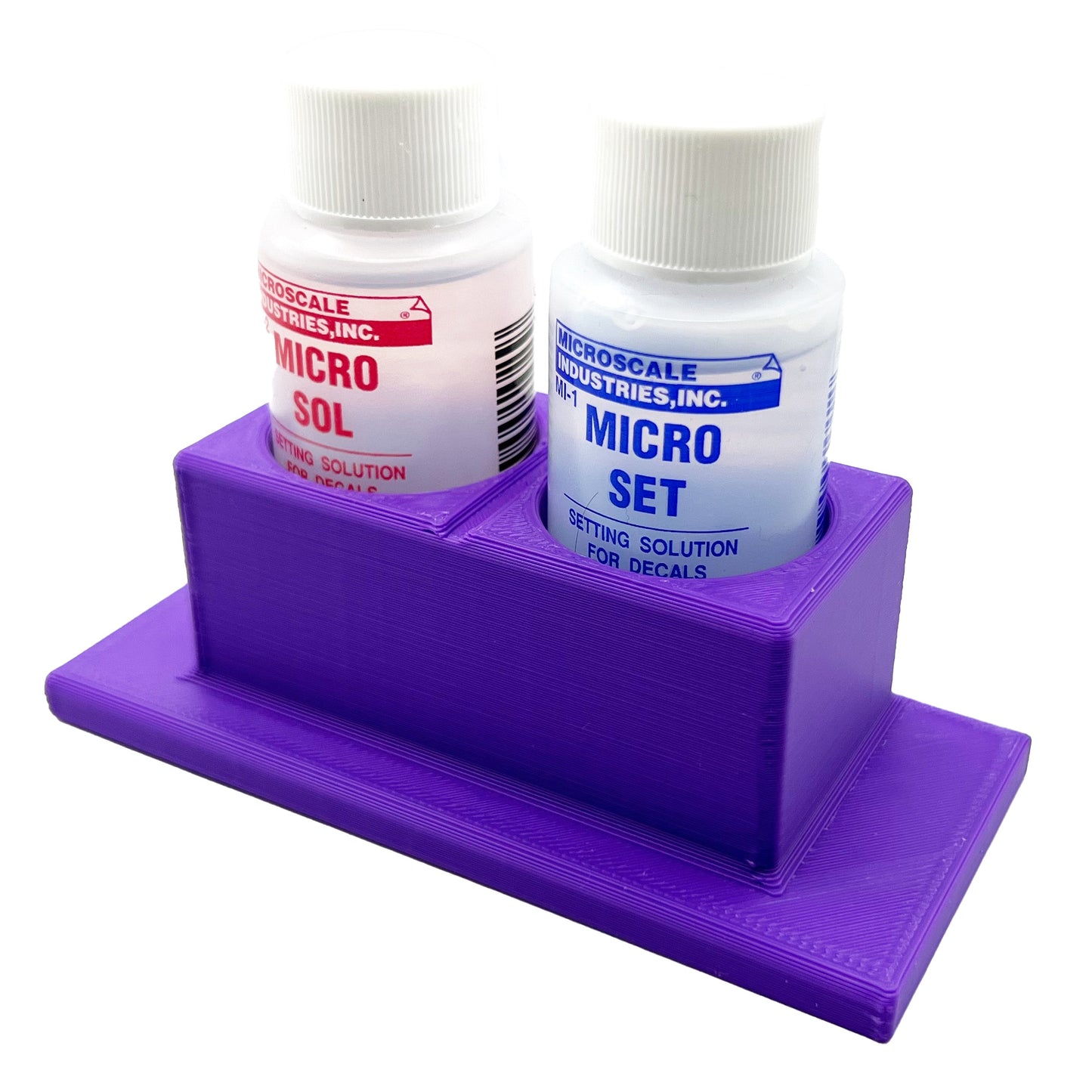 Micro Sol/Set Microscale Anti-Tip / Anti-Slip Bottle Set Holder for 1 oz Bottle Micro Series with Rubber Feet  & Brush Rest - 3D Printed