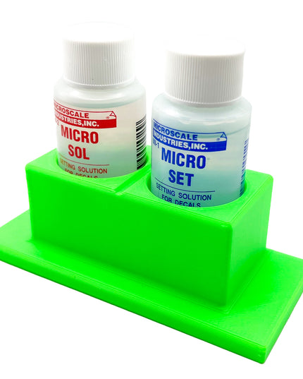 Micro Sol/Set Microscale Anti-Tip / Anti-Slip Bottle Set Holder for 1 oz Bottle Micro Series with Rubber Feet  & Brush Rest - 3D Printed