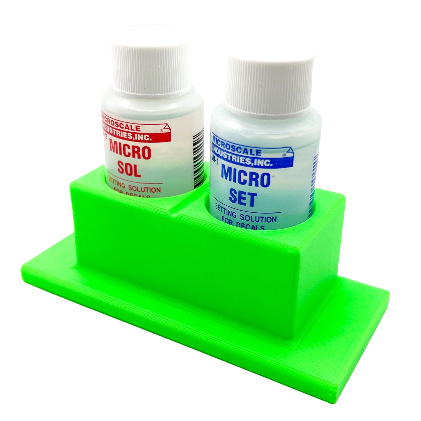 Micro Sol/Set Microscale Anti-Tip / Anti-Slip Bottle Set Holder for 1 oz Bottle Micro Series with Rubber Feet  & Brush Rest - 3D Printed