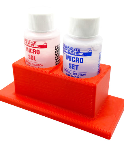 Micro Sol/Set Microscale Anti-Tip / Anti-Slip Bottle Set Holder for 1 oz Bottle Micro Series with Rubber Feet  & Brush Rest - 3D Printed