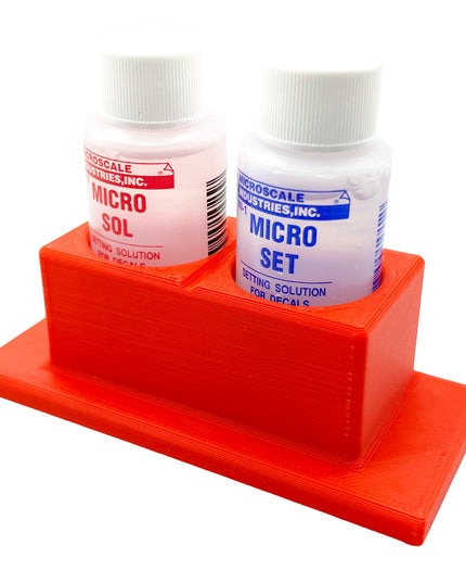 Micro Sol/Set Microscale Anti-Tip / Anti-Slip Bottle Set Holder for 1 oz Bottle Micro Series with Rubber Feet  & Brush Rest - 3D Printed