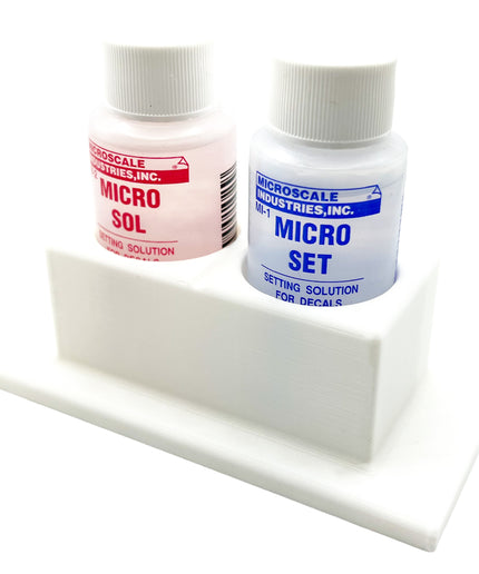 Micro Sol/Set Microscale Anti-Tip / Anti-Slip Bottle Set Holder for 1 oz Bottle Micro Series with Rubber Feet  & Brush Rest - 3D Printed