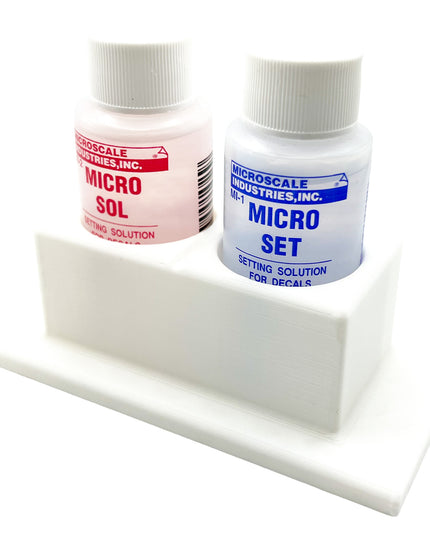 Micro Sol/Set Microscale Anti-Tip / Anti-Slip Bottle Set Holder for 1 oz Bottle Micro Series with Rubber Feet  & Brush Rest - 3D Printed