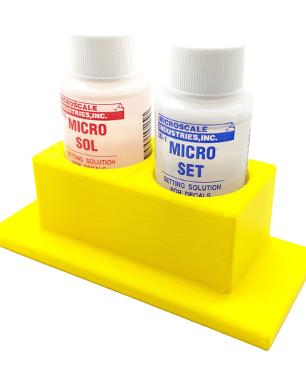 Micro Sol/Set Microscale Anti-Tip / Anti-Slip Bottle Set Holder for 1 oz Bottle Micro Series with Rubber Feet  & Brush Rest - 3D Printed
