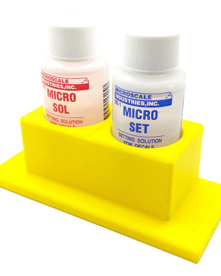Micro Sol/Set Microscale Anti-Tip / Anti-Slip Bottle Set Holder for 1 oz Bottle Micro Series with Rubber Feet  & Brush Rest - 3D Printed