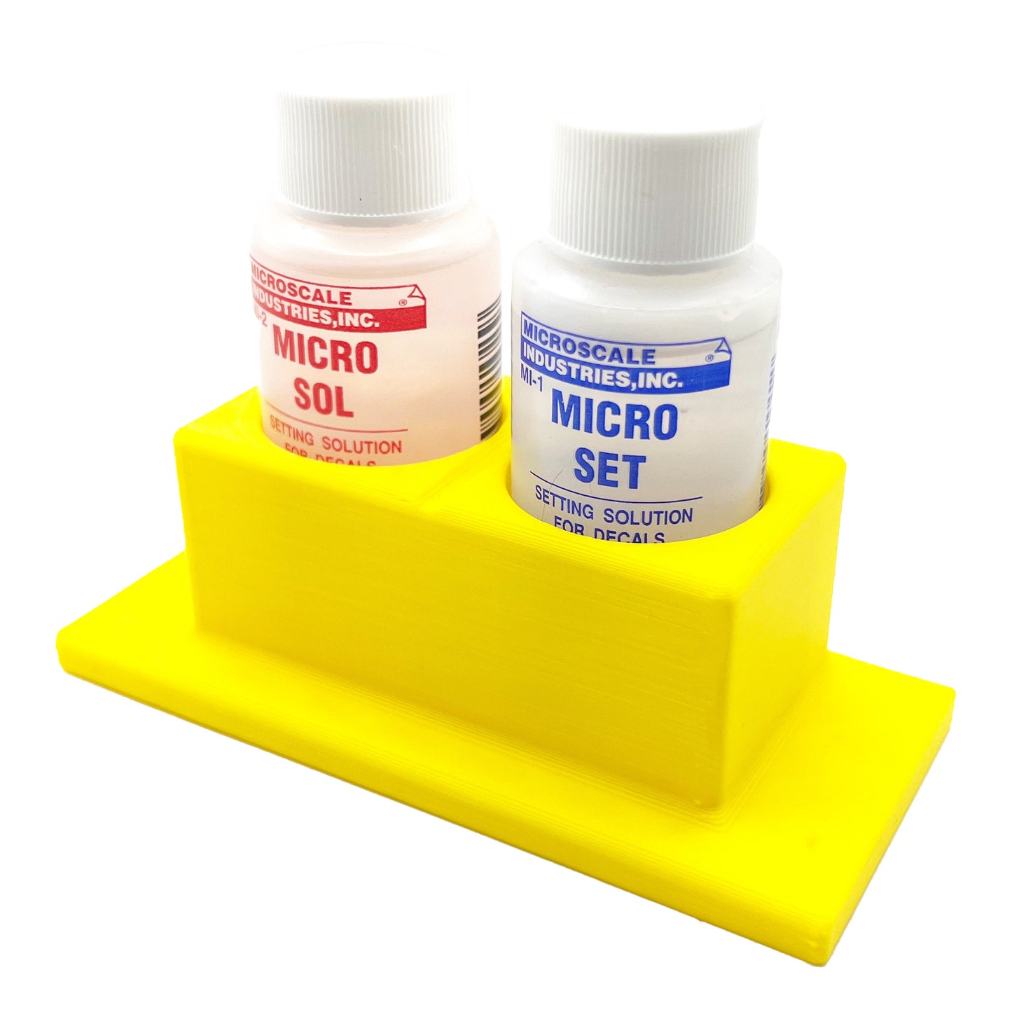 Micro Sol/Set Microscale Anti-Tip / Anti-Slip Bottle Set Holder for 1 oz Bottle Micro Series with Rubber Feet  & Brush Rest - 3D Printed