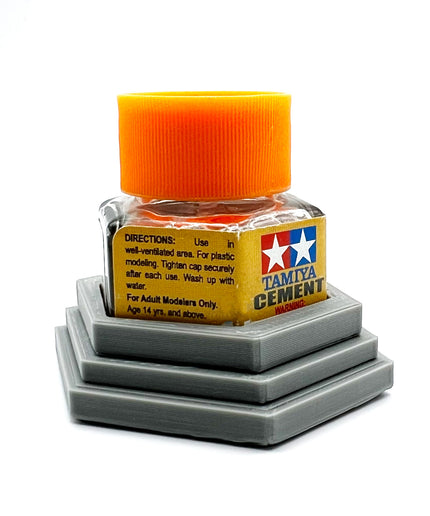 Tamiya Anti-Tip Glue Bottle Holder Hex Style with Anti-Slip Rubber Feet - 3D Printed - Designed & Made in the USA - 87012