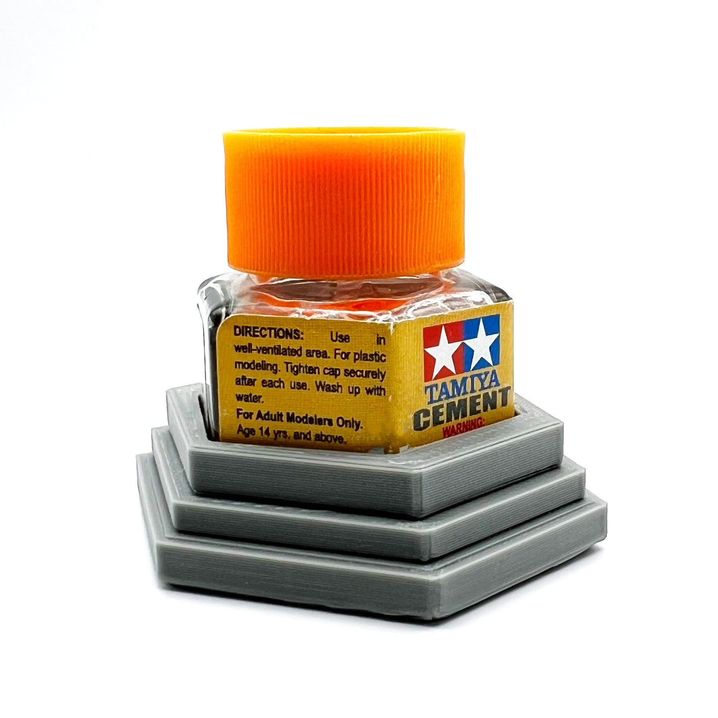 Tamiya Anti-Tip Glue Bottle Holder Hex Style with Anti-Slip Rubber Feet - 3D Printed - Designed & Made in the USA - 87012