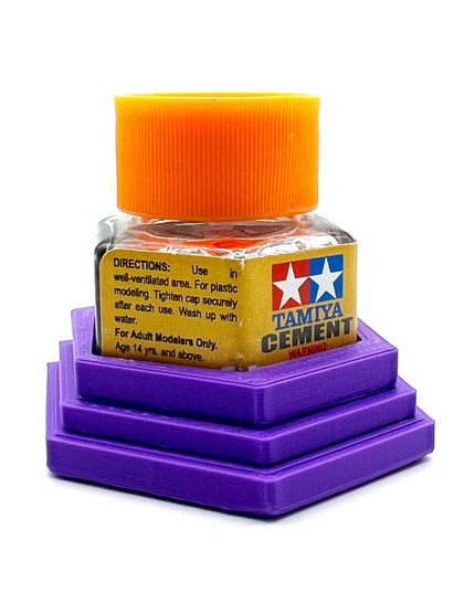 Tamiya Anti-Tip Glue Bottle Holder Hex Style with Anti-Slip Rubber Feet - 3D Printed - Designed & Made in the USA - 87012