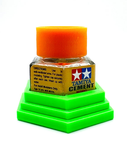 Tamiya Anti-Tip Glue Bottle Holder Hex Style with Anti-Slip Rubber Feet - 3D Printed - Designed & Made in the USA - 87012