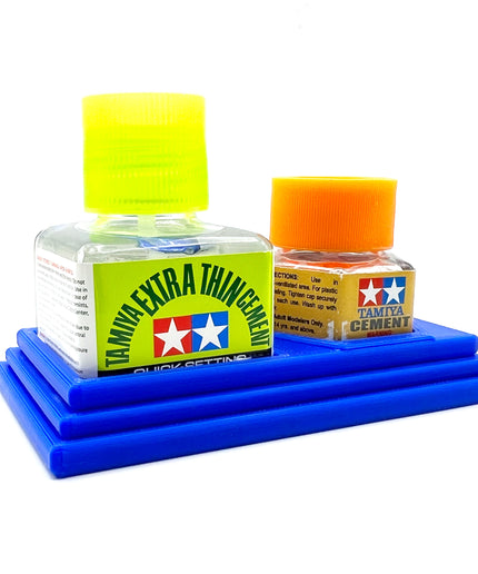 Tamiya Anti-Tip Glue Bottle Holder Square & Hex Style w Anti-Slip Rubber Feet - 3D Printed - Designed - Made in the USA - 87012 87038 87182