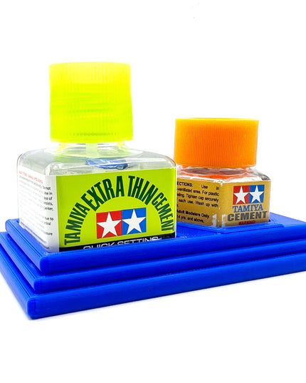 Tamiya Anti-Tip Glue Bottle Holder Square & Hex Style w Anti-Slip Rubber Feet - 3D Printed - Designed - Made in the USA - 87012 87038 87182