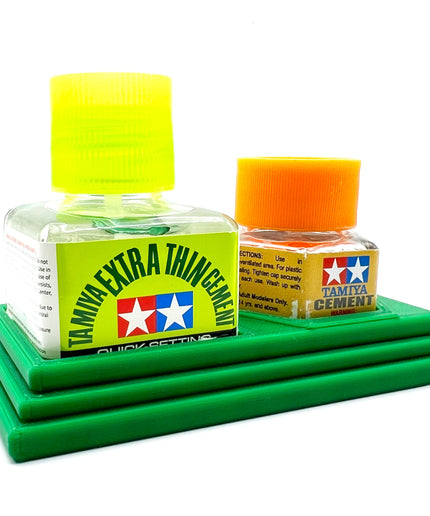 Tamiya Anti-Tip Glue Bottle Holder Square & Hex Style w Anti-Slip Rubber Feet - 3D Printed - Designed - Made in the USA - 87012 87038 87182