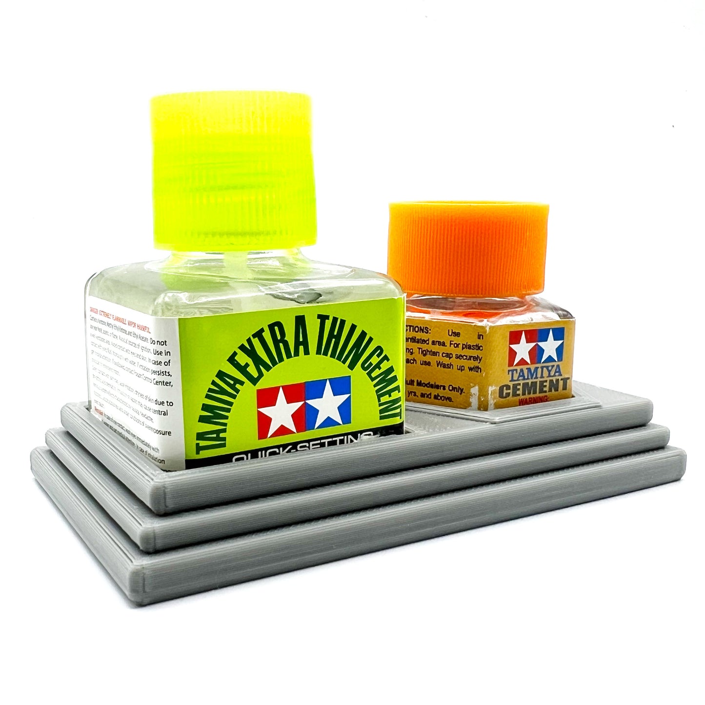 Tamiya Anti-Tip Glue Bottle Holder Square & Hex Style w Anti-Slip Rubber Feet - 3D Printed - Designed - Made in the USA - 87012 87038 87182