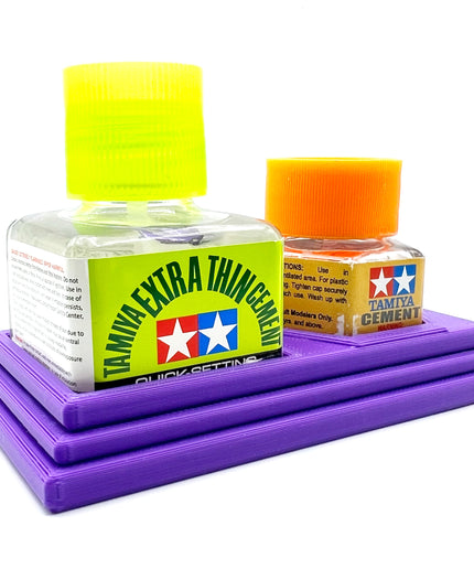 Tamiya Anti-Tip Glue Bottle Holder Square & Hex Style w Anti-Slip Rubber Feet - 3D Printed - Designed - Made in the USA - 87012 87038 87182