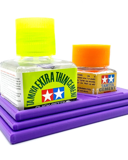 Tamiya Anti-Tip Glue Bottle Holder Square & Hex Style w Anti-Slip Rubber Feet - 3D Printed - Designed - Made in the USA - 87012 87038 87182