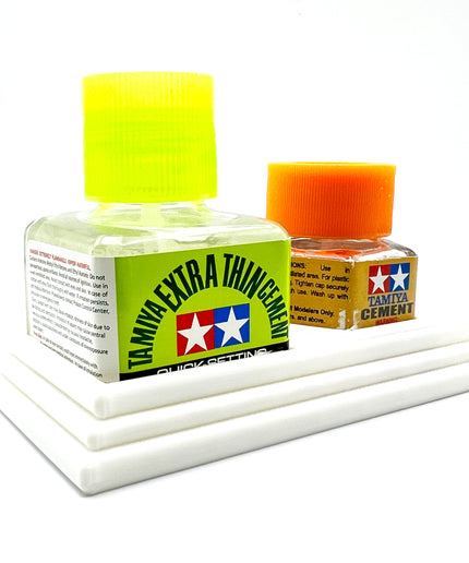 Tamiya Anti-Tip Glue Bottle Holder Square & Hex Style w Anti-Slip Rubber Feet - 3D Printed - Designed - Made in the USA - 87012 87038 87182