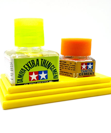 Tamiya Anti-Tip Glue Bottle Holder Square & Hex Style w Anti-Slip Rubber Feet - 3D Printed - Designed - Made in the USA - 87012 87038 87182