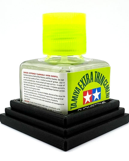 Tamiya Anti-Tip Glue Bottle Holder Square Style with Anti-Slip Rubber Feet - 3D Printed - Designed & Made in the USA - 87038 87182