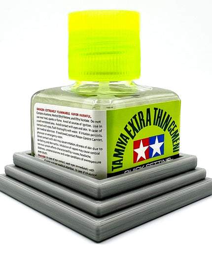 Tamiya Anti-Tip Glue Bottle Holder Square Style with Anti-Slip Rubber Feet - 3D Printed - Designed & Made in the USA - 87038 87182
