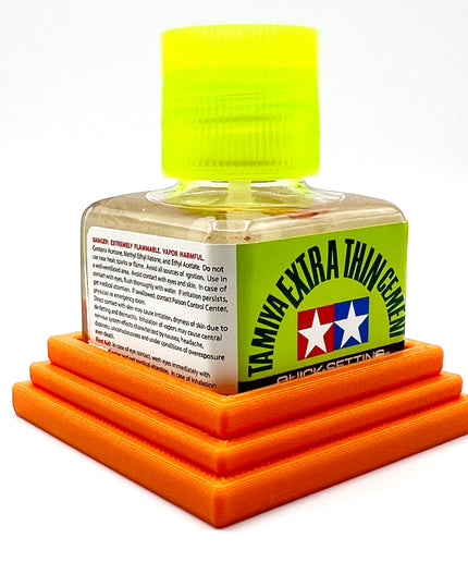 Tamiya Anti-Tip Glue Bottle Holder Square Style with Anti-Slip Rubber Feet - 3D Printed - Designed & Made in the USA - 87038 87182