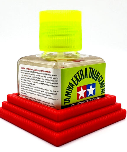 Tamiya Anti-Tip Glue Bottle Holder Square Style with Anti-Slip Rubber Feet - 3D Printed - Designed & Made in the USA - 87038 87182