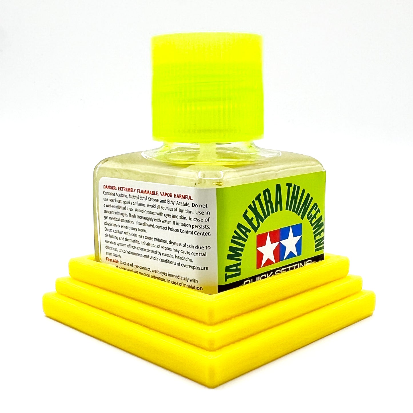 Tamiya Anti-Tip Glue Bottle Holder Square Style with Anti-Slip Rubber Feet - 3D Printed - Designed & Made in the USA - 87038 87182